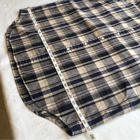 Ralph Lauren Men’s Size XL Blaire Navy/Tan Plaid Dress Linen Shirt Long Sleeves - Picture 7 of 14